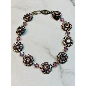 Liz Palacios S.F. Vintage Purple Swarovski Crystal Flower Bracelet -302